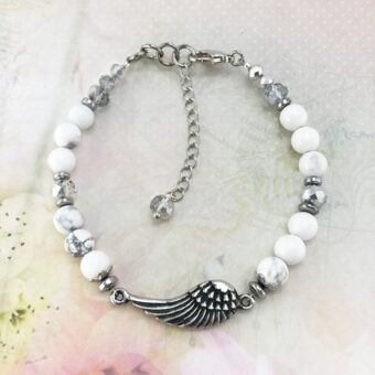 Angel Wing Bracelet with Crystals & Natural Gemstones