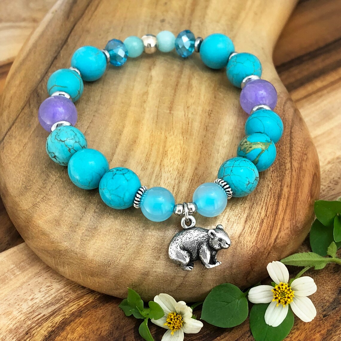 Wombat Bracelet with Natural Turquoise Magnesite Gemstones