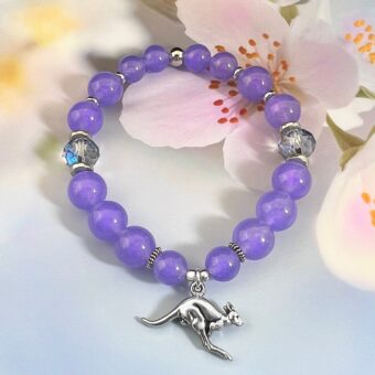 Lavender Jade Custom Charm Bracelet with Natural Purple Jade. Choose Your Charm!