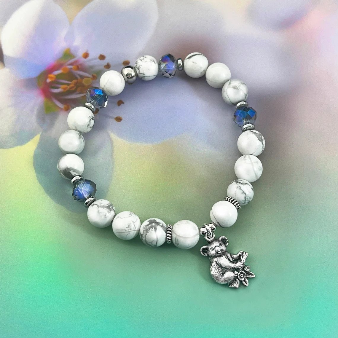 White Howlite Custom Charm Bracelet. Choose Your Charm! - Image 2