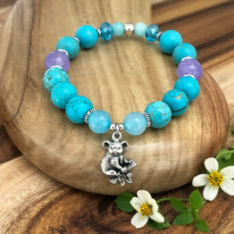 Koala Bracelet with Natural Turquoise Magnesite Gemstones