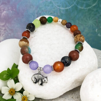 Wombat Bracelet with Natural Earthy Colors Gemstones Mix
