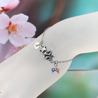 Koala Charm Bracelet with Optional Personalised Initial and Stainless Steel Chain