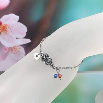 Owl Charm Bracelet with Optional Personalised Initial and Stainless Steel Chain