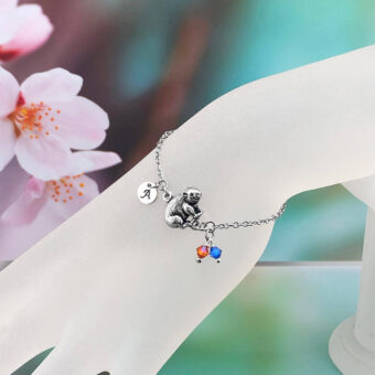 Wombat Charm Bracelet with Optional Personalised Initial and Stainless Steel Chain