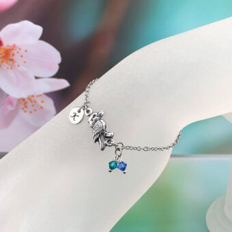 Kookaburra Charm Bracelet with Optional Personalised Initial and Stainless Steel Chain