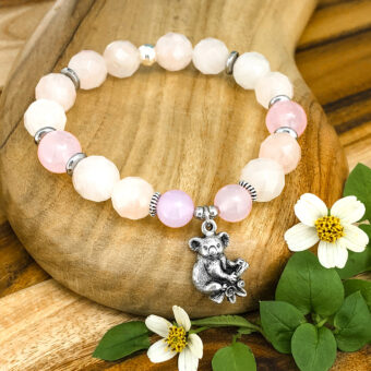 Custom Charm Bracelet with Natural Rose Quartz and Pink Jade Gemstones. Choose Your Charm!