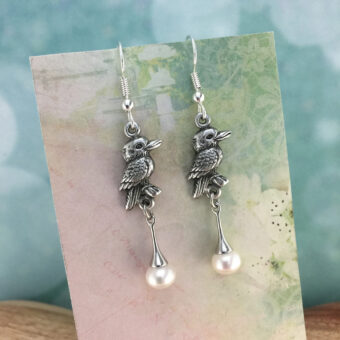 Kookaburra Australian Souvenir Earrings, Shell Pearl