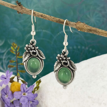 Green Agate Earrings, Nature Style