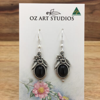 Black Onyx Earrings, Nature Style