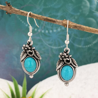 Turquoise Magnesite Earrings, Nature Style