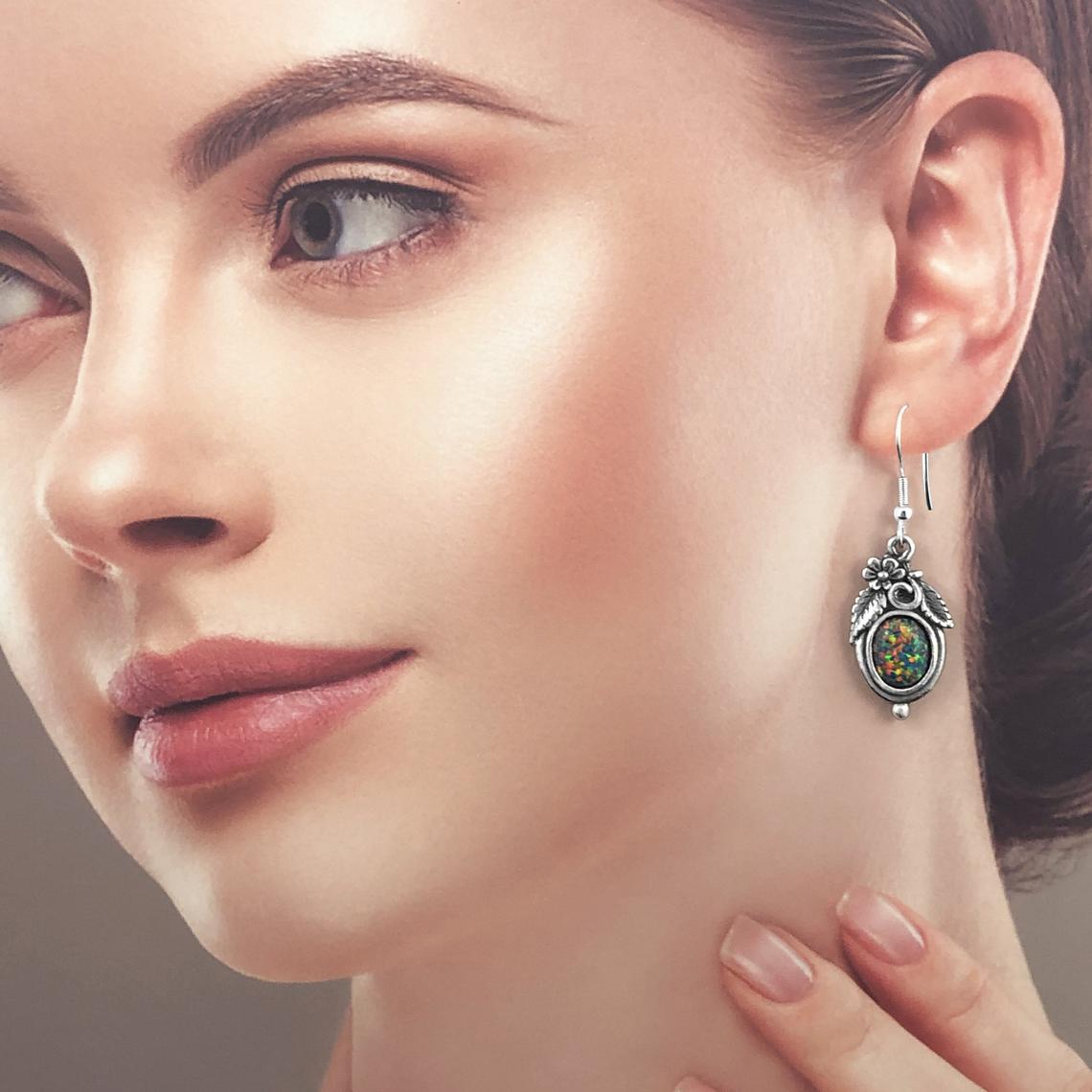 Black Opal Nature Style Dangle & Drop Earrings - Image 2