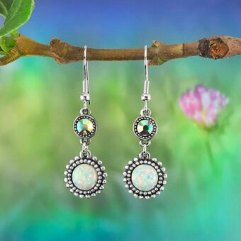 White Opal & Swarovski Crystal Earrings