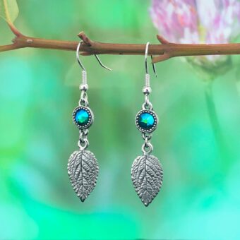 Leaf Personalised Swarovski Birthstone Dangle & Drop Earrings