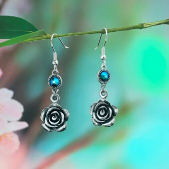 Personalised Rose Dangle & Drop Earrings with Swarovski Birthstones