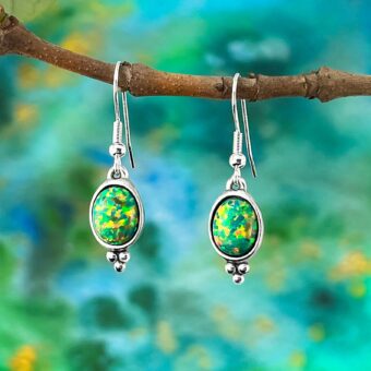 Green Opal Dangle & Drop Earrings