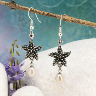 Starfish Earrings, Freshwater Pearls