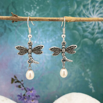 Dragonfly Earrings, Freshwater Pearls