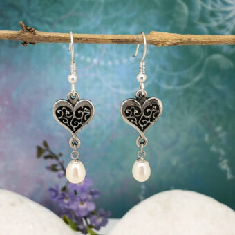 Heart Earrings, Freshwater Pearls