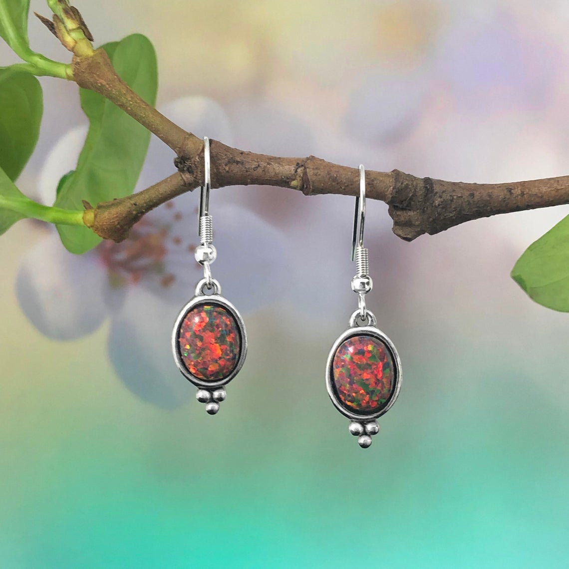 Red Opal Earrings