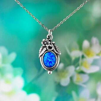 Royal Blue Fire Opal Nature Style Necklace