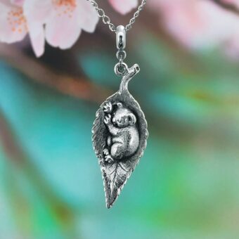 Koala on Leaf Larger Long Necklace