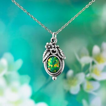 Green Fire Opal Nature Style Necklace