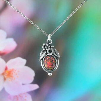 Red Fire Opal Nature Style Necklace