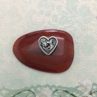 Kangaroo & Koala Australian Souvenir Heart Pewter Bead Charm