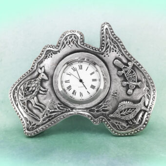 Australia Shape Australian Souvenir Pewter Clock