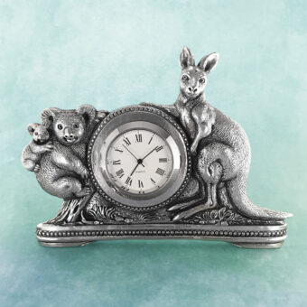 Kangaroo Koala Australian Souvenir Pewter Clock