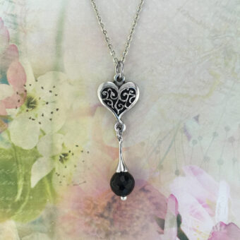 Heart Necklace, Black Onyx