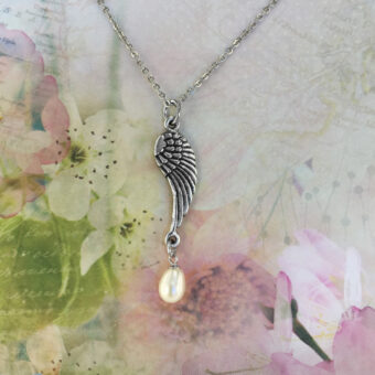 Angel Wing Necklace, Freshwater Pearl