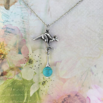 Kangaroo Australian Souvenir Necklace, Turquoise Magnesite