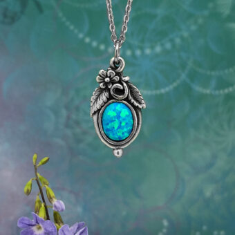 Opal Pendant, Blue Fire Created Opal, Nature Style