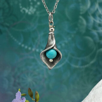 Lily Pendant, Turquoise Magnesite Gemstone