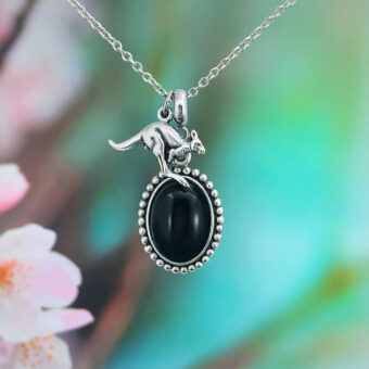 Kangaroo with Black Onyx Necklace