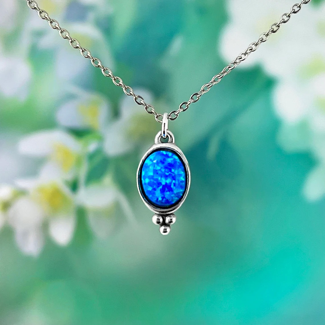 Royal Blue Fire Opal Necklace