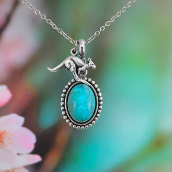 Kangaroo with Turquoise Magnesite Necklace
