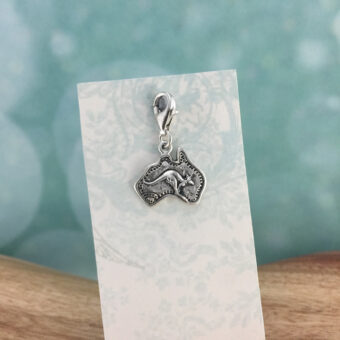 Kangaroo Australia Souvenir Charm, Sterling Silver